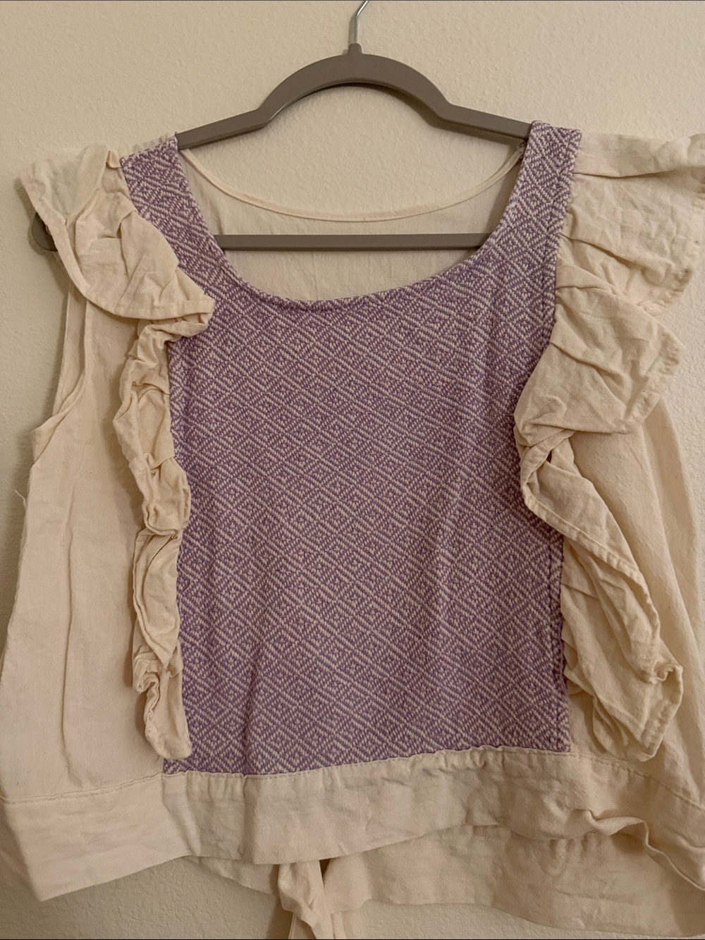 Boho Lavender Embroidered Ruffled Women's Top